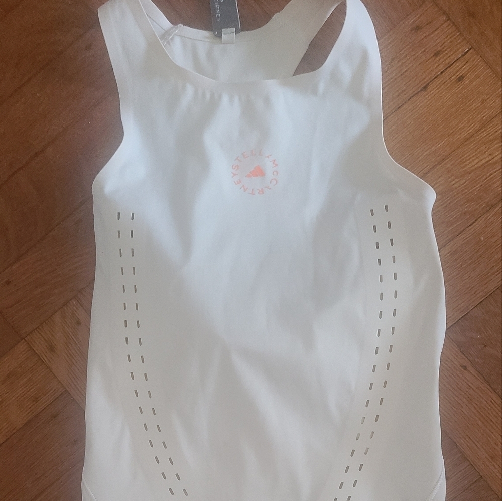 ADIDAS STELLA MCCARTNEY STRETCH WHITE WORKOUT TOP XS hp🔥🔥🔥 - Picture 6 of 9
